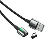 Baseus Zinc Manyetik Uçlu 1.5A 2 Metre Micro USB Kablo Siyah