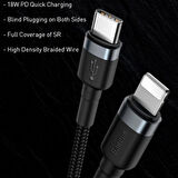 Baseus Cafule Series Type-C To İPhone PD18W Hızlı Şarj Kablosu 1 Metre (Siyah)