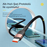 Essager Örgü Kablo 0.5 Metre 7A 66W USB to Type C Şarj Kablosu 480Mbps Veri Aktarım Şarj Akım Korumalı