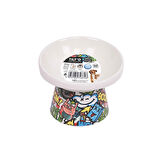 M-Pets Urban Style Seramik Kedi Mama ve Su Kabı Color Mix 150 Ml 10,5x10,6x8 Cm 