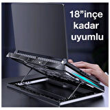 Coofbe Yükseklik Ayarlı Led Işıklı Turbo 6 Fanlı Notebook Laptop Soğutucu Notebook Laptop Standı