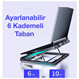 Coofbe Yükseklik Ayarlı Led Işıklı Turbo 6 Fanlı Notebook Laptop Soğutucu Notebook Laptop Standı