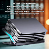 Coofbe Yükseklik Ayarlı Led Işıklı Turbo 6 Fanlı Notebook Laptop Soğutucu Notebook Laptop Standı