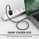 Coofbe 1Mt USB 4.0 240W Type-C Şarj Kablosu 40Gbps Veri Aktarım Type-C 8K 60HZ Görüntü Aktarım Kablosu