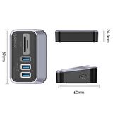 ORICO 4 Portlu Type-C Bağlantılı USB3.2 GEN1 TF/SD Kart Okuyucu Çoklayıcı HUB