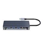 Orico 6 Portlu USB 3.0 100W RJ45 1000Mbps HDMI Çoklayıcı HUB Gri