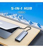 Orico 5-in-1 Type-C to 3 Port USB3.0 RJ45 Ethernet PD Adaptör 5SXRJ