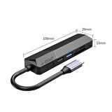 ORICO Type-C Bağlantılı PD55W 2 USB Portlu HDMI Type-C TF/SD Docking Station Siyah
