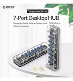 Orico 7 Portlu USB3.0 Yüksek Hızlı Şeffaf Çoklayıcı HUB, F7U-U3