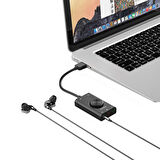 Orico USB 2.0 TRS / TRRS 3.5mm Ses Ayar Tekerlekli Jack Girişli Harici Ses Kartı Siyah