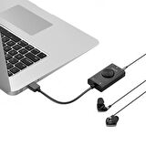 Orico USB 2.0 TRS / TRRS 3.5mm Ses Ayar Tekerlekli Jack Girişli Harici Ses Kartı Siyah