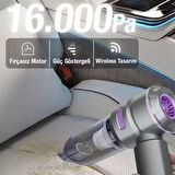 BUFFER® 9 Farklı Uçlu Kablosuz Şarjlı Araç İçi Süpürge – Wireless Destekli, Güçlü Emiş, Taşınabilir 