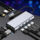 Technow Type-c To Hdmı Rj45 Type-c Sd Kart Usb 3.0 X 2 Vga Macbook 11in1 Çevirici Adaptör