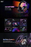 HeroaD V200 RGB 7.1 Kablosuz Gaming Oyuncu Kulaklığı 3 Modlu (BT, 2.4Ghz, Type-C) PC - PS5 - XBOX