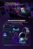 HeroaD V200 RGB 7.1 Kablosuz Gaming Oyuncu Kulaklığı 3 Modlu (BT, 2.4Ghz, Type-C) PC - PS5 - XBOX