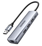 UGREEN 20915 CM475 USB 3.0 to 3 × USB 3.0 + RJ45 1000Mbps Ethernet Adapter