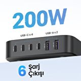Ugreen Nexode 200W GaN 2 6 Portlu Masaüstü Hızlı Şarj Cihazı İstasyonu
