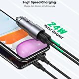 Ugreen 24W Alüminyum 2 Portlu USB Araç İçi Çakmaklık Şarj Cihazı