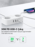 Ugreen Type-C USB Çıkışlı 2 li Akım Korumalı Grup Priz 1.8 Metre