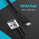 Ugreen Micro USB Data ve Şarj Kablosu Beyaz 1 Metre