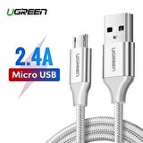 Ugreen Micro USB Örgülü Data ve Şarj Kablosu Beyaz 2 Metre