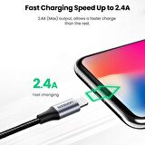 Ugreen Lightning iPhone Örgülü Data ve Şarj Kablosu Siyah 2 Metre