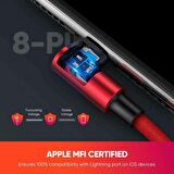 UGREEN MFI Lightning iPhone Oyuncu Şarj Kablosu Kırmızı