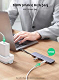 UGREEN 70408 CM285 5 in 1 Katlanır Kablolu USB-C Hub Çoklayıcı 4K HDMI Video Çıkışı 100W PD Şarj Desteği