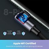 Ugreen Örgülü 90° Lightning iPhone Şarj ve Data Kablosu Siyah 2 Metre