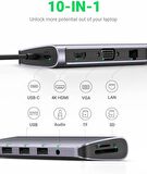 Ugreen Type-C to USB 3.0 HDMI VGA RJ45 TF SD 3.5MM Aux PD Dönüştürücü Adaptör