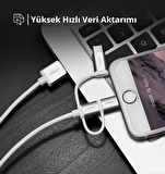 Ugreen 3 in 1 iOS Lightning Type-C Micro USB Şarj ve Data Kablosu Silver