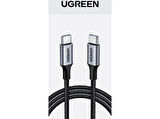 UGREEN USB-C 100W 5A QC PD Örgülü Hızlı Şarj Kablosu 3 Metre Siyah 90120