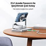 Ugreen 3 ‘ü 1 Arada iPhone Airpods Apple Watch Uyumlu MagSafe 25W Kablosuz Şarj Cihazı Stand 
