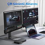 Ugreen 9'u 1 Arada 2*HDMI 2*DisplayPort USB-A 3.2 Gen2 Type-C 100W Ethernet Dönüştürücü Dock Station