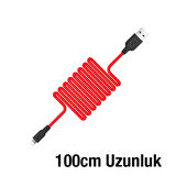 HOCO X21 USB to iPhone Lightning 2A Silikon Hızlı Şarj ve Data Kablosu (Siyah-Kırmızı)