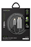 FibraTough 2M 4K 60 Hz Type-C to HDMI Kablo - Gri