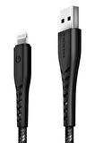 C89 NyloFlex 1.5M 3A USB to Lightning Hızlı Şarj Kablo - Siyah