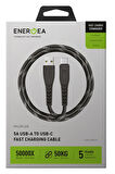 NyloFlex USB 2.0 1.5M 5A USB to Type-C Hızlı Şarj Kablo - Siyah