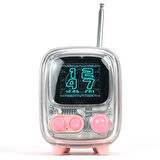 Divoom Tiivoo-2 FM Radyolu Mini Bluetooth Hoparlör, Kablosuz Piksel Ekranlı Retro Taşınabilir Ses Bombası, Pembe
