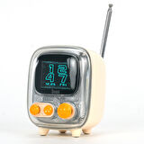 Divoom Tiivoo-2 FM Radyolu Mini Bluetooth Hoparlör, Kablosuz Piksel Ekranlı Retro Taşınabilir Ses Bombası, Beyaz