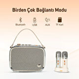 Divoom SongBird Ultra 100W Çift Mikrofonlu Karaoke Bluetooth Hoparlör, Taşınabilir Ses Bombası, 8 Saate Varan Çalma Süresi, Kablosuz, TF/Aux/USB/Bluetooth5.2, Beyaz