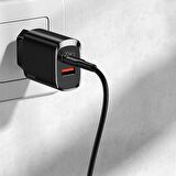 Usams US-CC121 T35 Lightning 20 Watt Hızlı Şarj Aleti Siyah