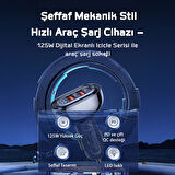 Usams US-CC158 125W (Type-C+USB) Üç Bağlantı Noktalı Hızlı Araç Şarj Soketi-Mavi