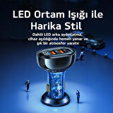 Usams US-CC159 80W (Type-C+USB) Üç Bağlantı Noktalı Hızlı Araç Şarj Soketi-Mavi