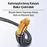 Usams US-SJ744 Type-C To Type-C 100W Meteor Efekt Ekranlı 1.2m Hızlı Şarj ve Data Kablosu Antrasit