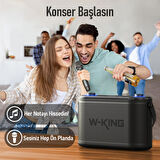 W-KING H10 Bluetooth Hoparlör, 240W Karaoke Makinesi Boombox, 24 Saate Varan Çalma Süresi, REC/Mikrofon/Gitar/Aux/ Ses Bombası