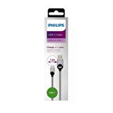 Philips Apple MFI Lisanslı UsbA to Lightning 1.2Metre Hızlı Data ve Şarj Kablosu Gri DLC2508N