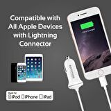 Promate ProChargelt Apple Iphone Lightning Uyumlu Şarj  Cihazı Araç Çakmak Girişli MFI Onaylı Beyaz