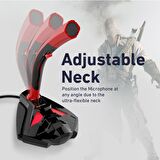 Promate Tweeter-4 Mikrofon Oyun Bilgisayar Notebook Laptop İçin Esnek Boyunlu Kayıt İçin Uygun Kırmızı