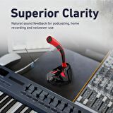 Promate Tweeter-4 Mikrofon Oyun Bilgisayar Notebook Laptop İçin Esnek Boyunlu Kayıt İçin Uygun Kırmızı